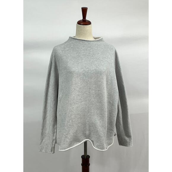 FRANK & EILEEN Sz L Large Gray Effie Funnel Neck Capelet Sweatshirt Top - Picture 10 of 12